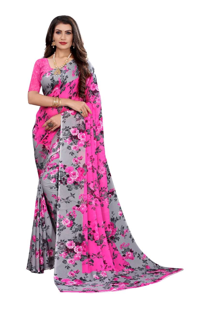  GEORGETTE  COLLECTION DESIGNER GEORGETTE PRINT SAREE WITH GEORGETTE BLOUSE 
