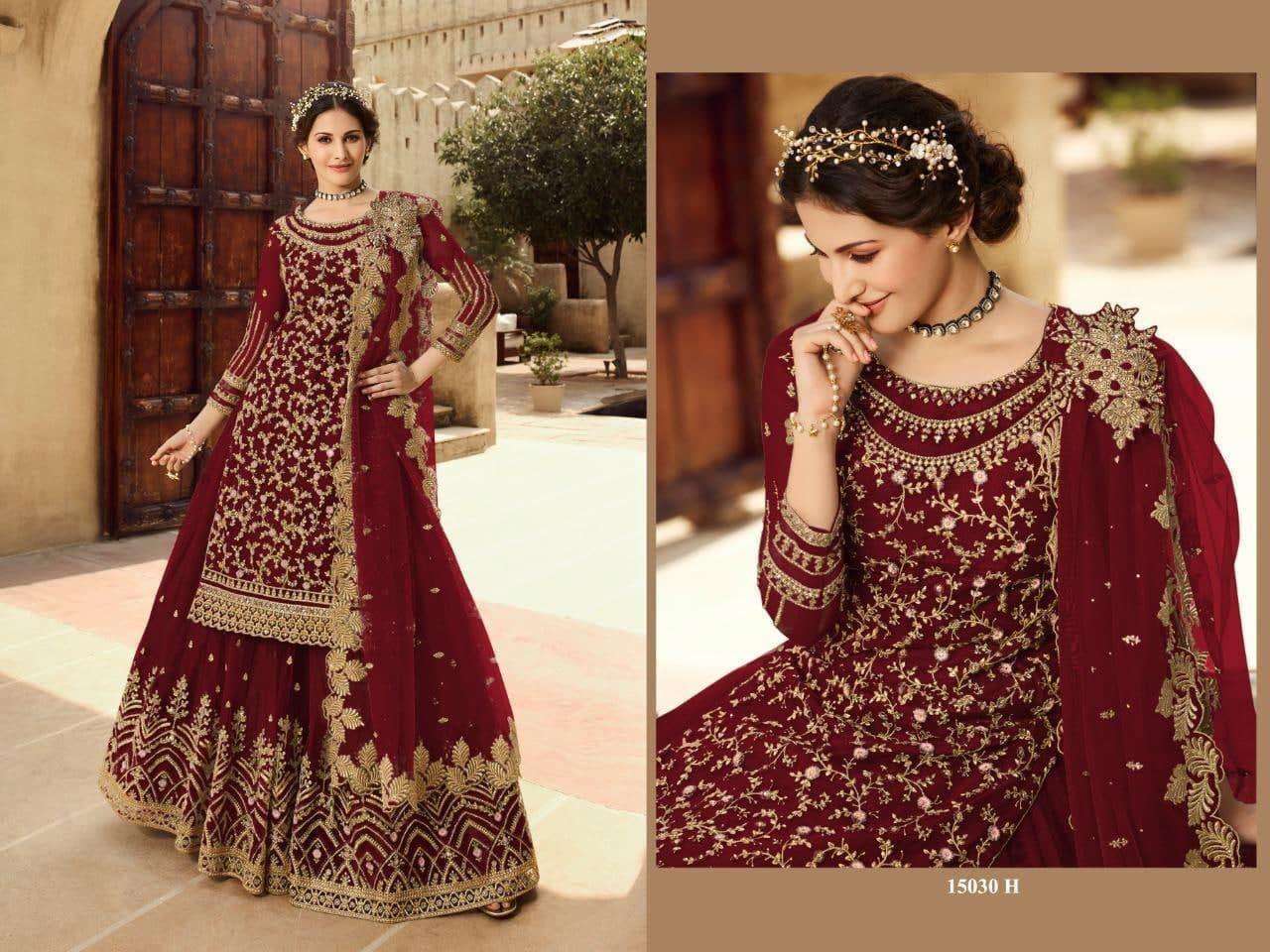 GLOSSY SIMAR AMYRA SHAIVI 15030 COLORS DESIGNER SOFT NET SUIT 