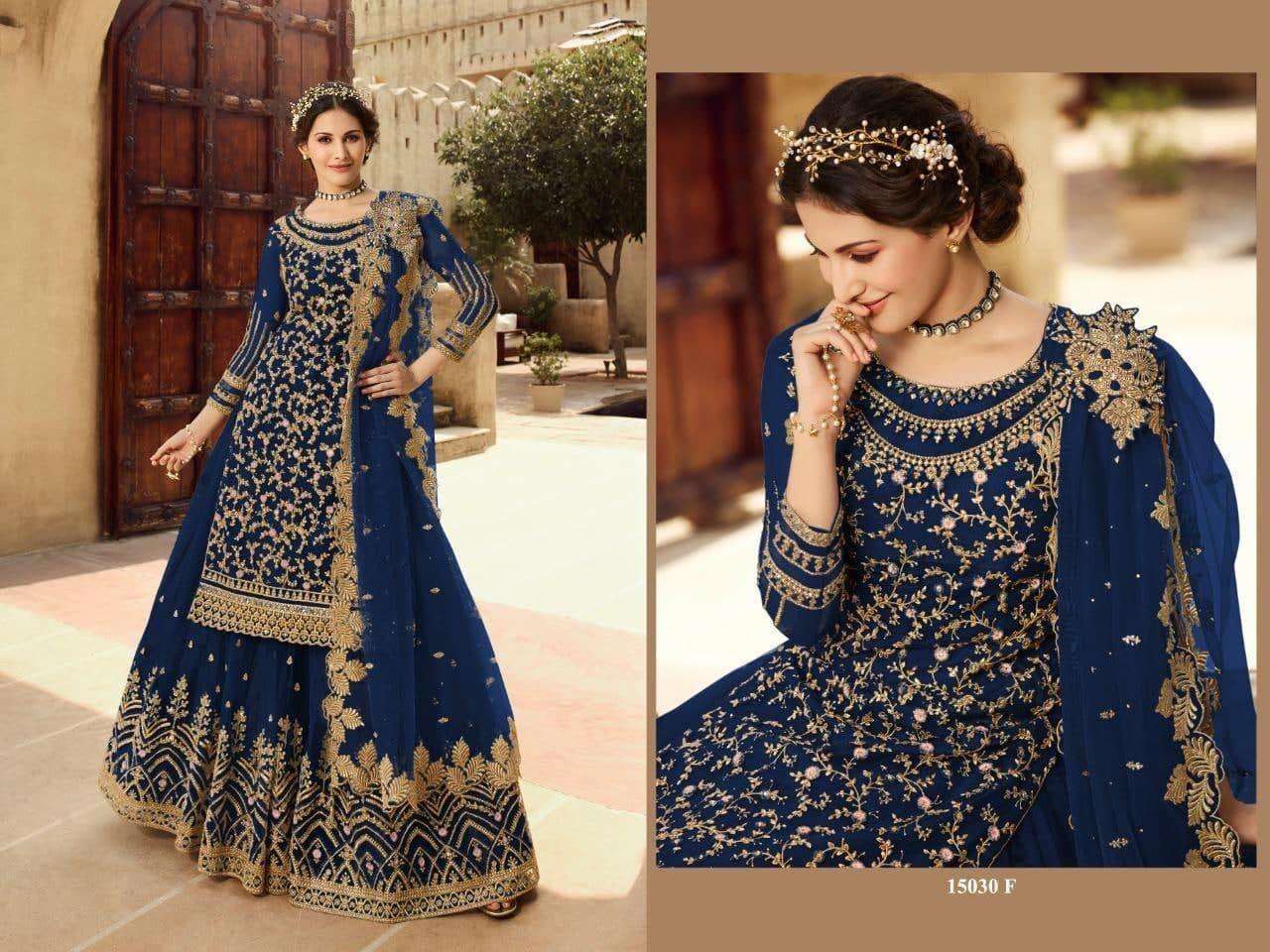 GLOSSY SIMAR AMYRA SHAIVI 15030 COLORS DESIGNER SOFT NET SUIT 