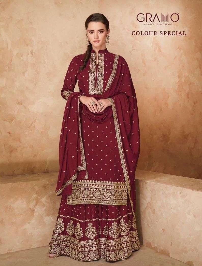 gramo color special series 251 heavy faux georgette suit 