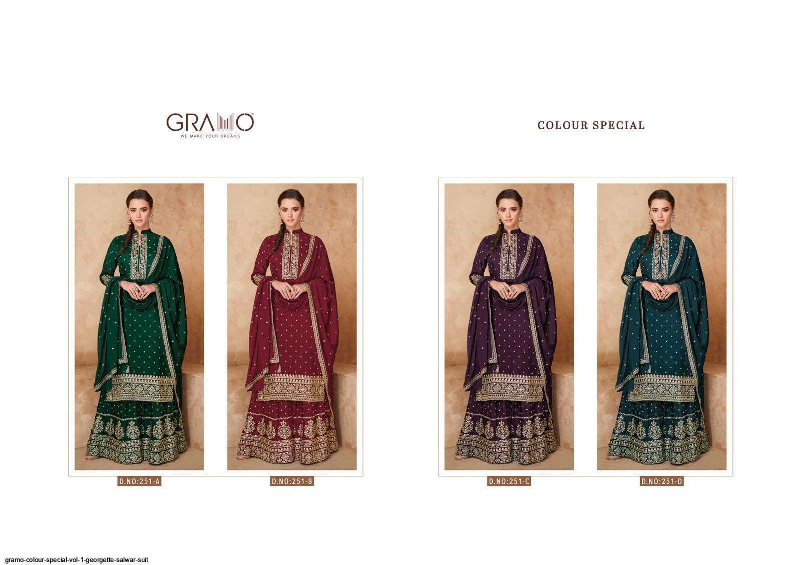 gramo color special series 251 heavy faux georgette suit 