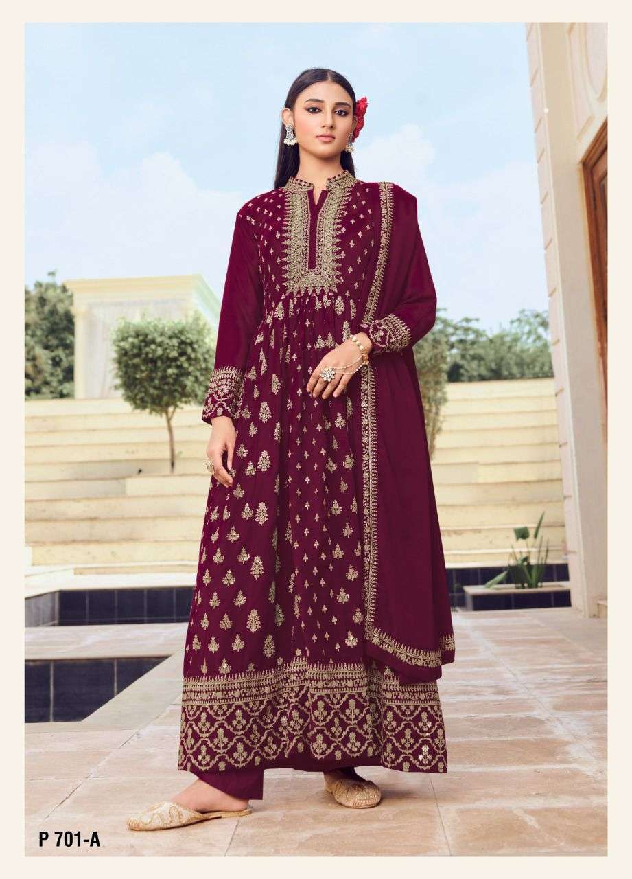 lt nitya 701 colors georgette with hand work suit 
