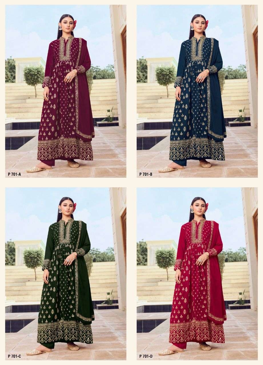 lt nitya 701 colors georgette with hand work suit 