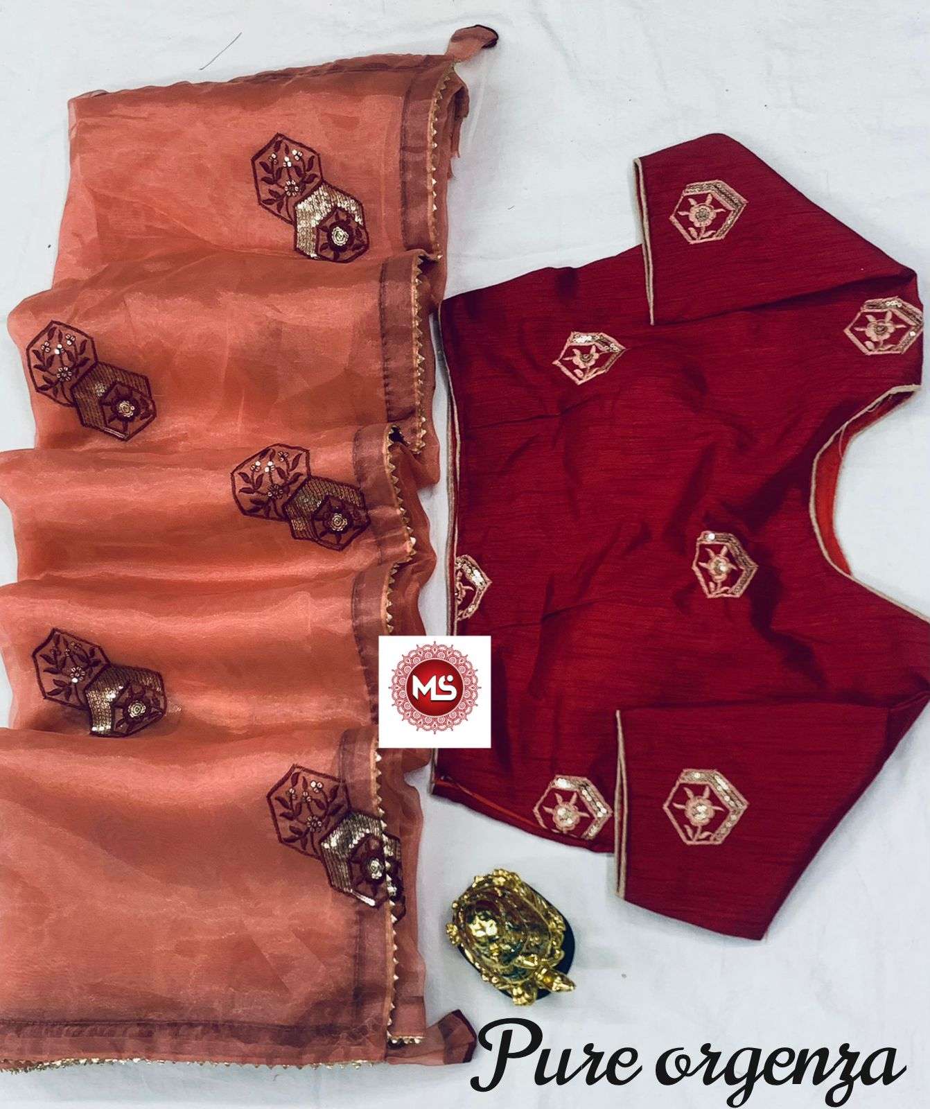 MS BRAND SEQUENCE DESIGNER PURE ORGANZA SILK SAREE 