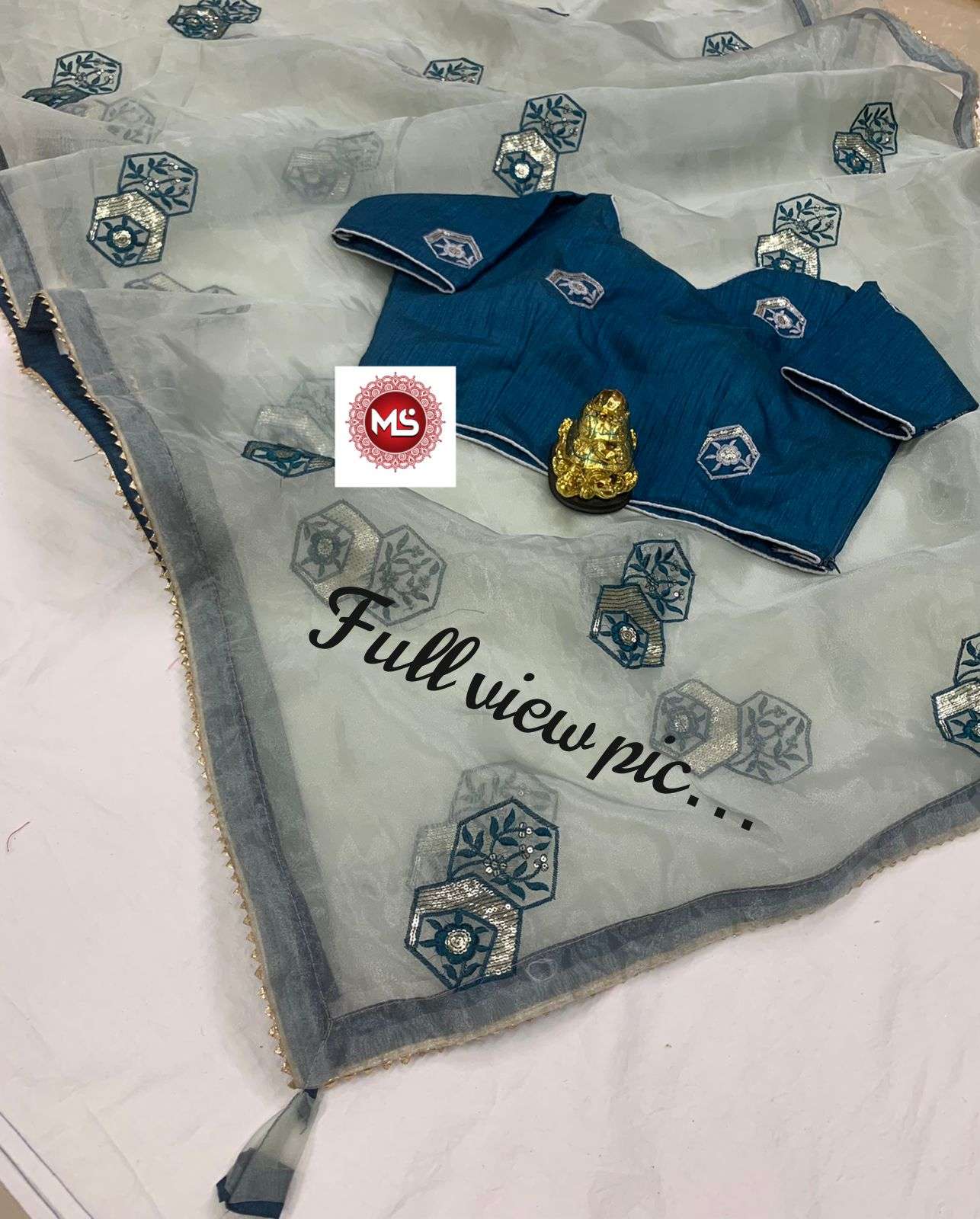 MS BRAND SEQUENCE DESIGNER PURE ORGANZA SILK SAREE 