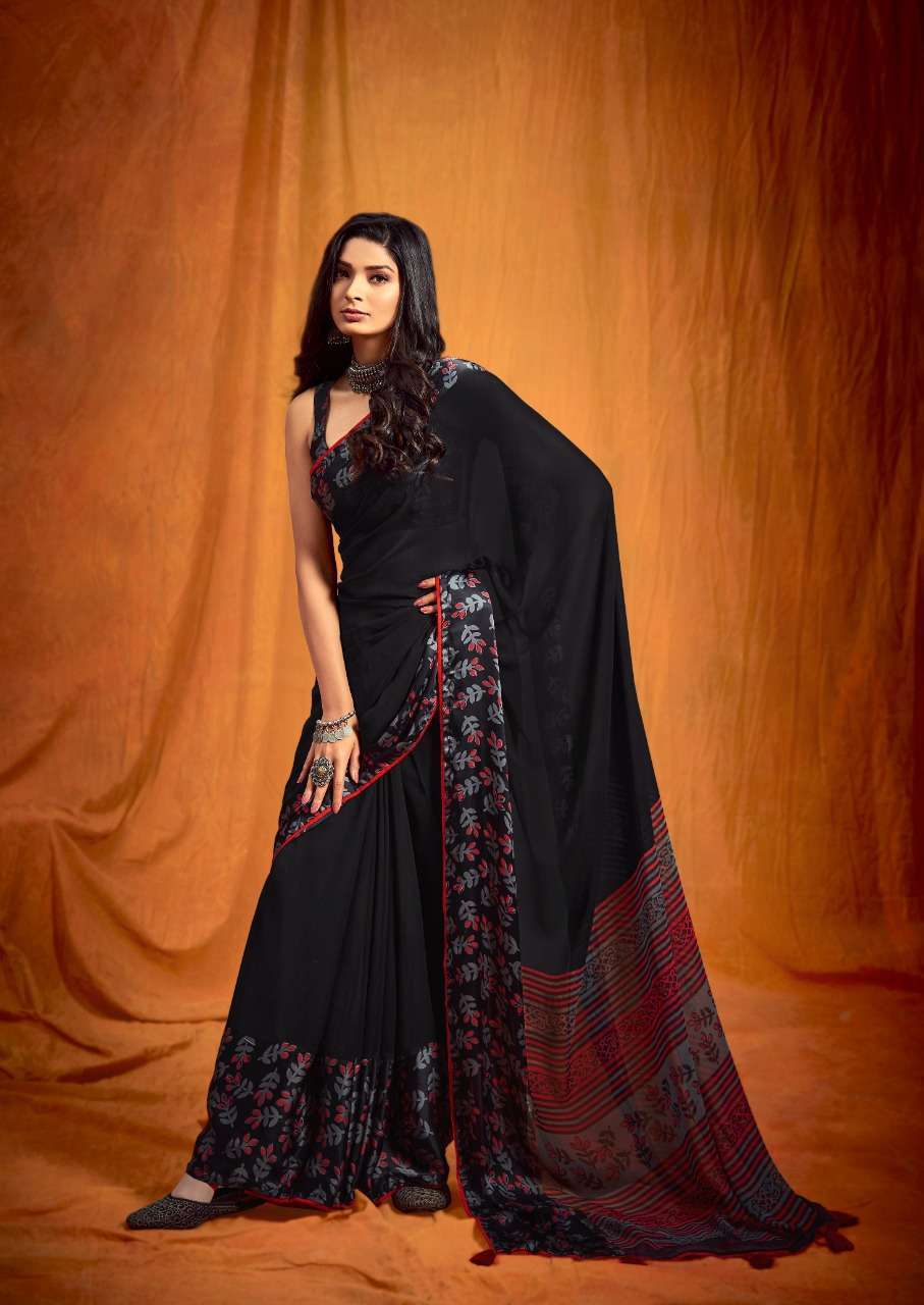 sr brand jeevika black vol 3 series 31-35 Weightless Satin Border saree