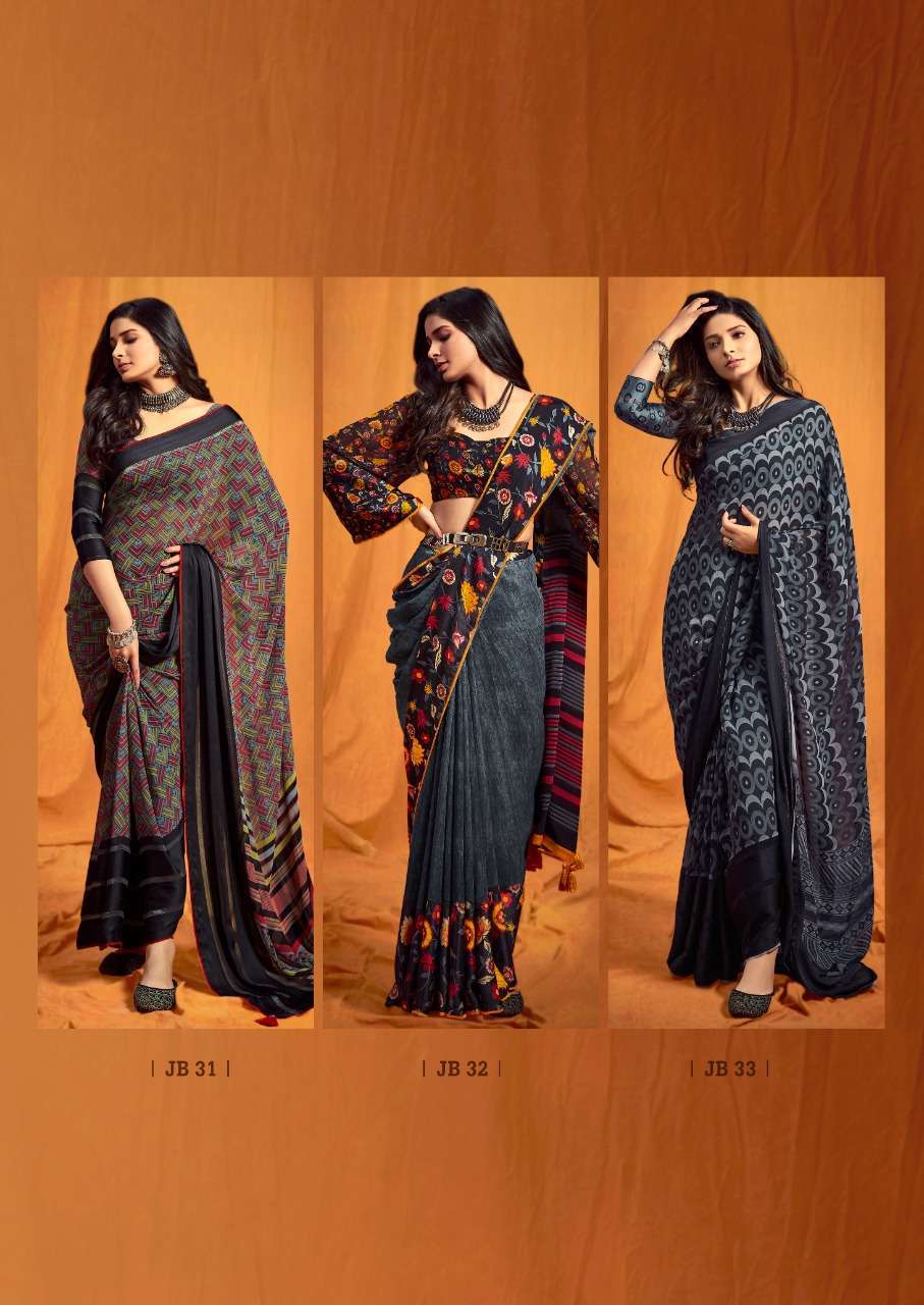 sr brand jeevika black vol 3 series 31-35 Weightless Satin Border saree