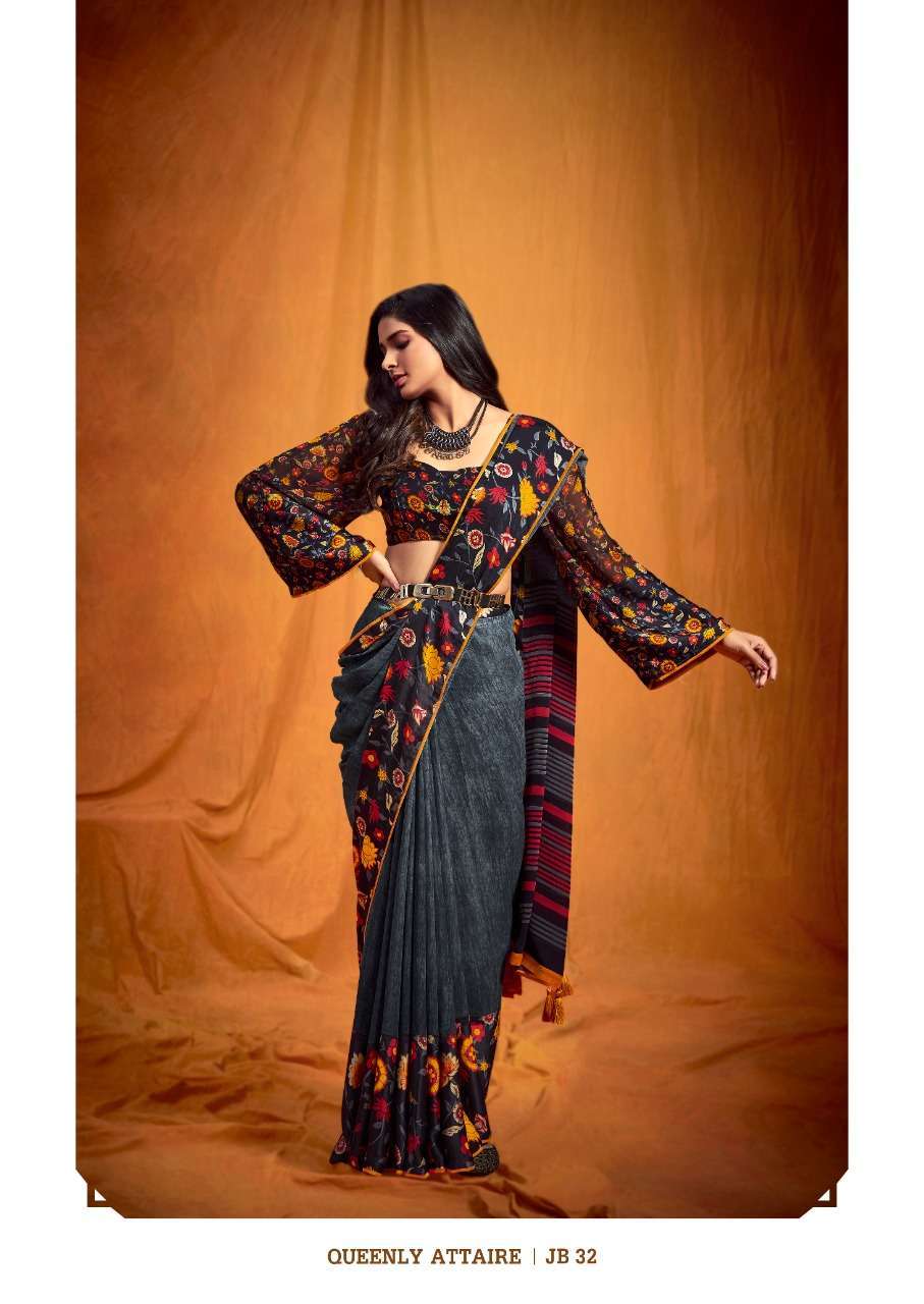 sr brand jeevika black vol 3 series 31-35 Weightless Satin Border saree