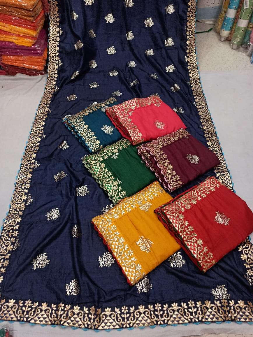 Pure Geogette With Multi Colour Gota Patti Work Exclusive Sarees Collection  Catalog