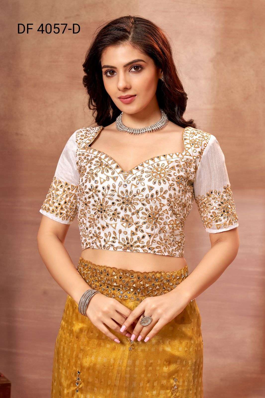 divya df 4057 mirror vol 1 organza print with mirror work saree