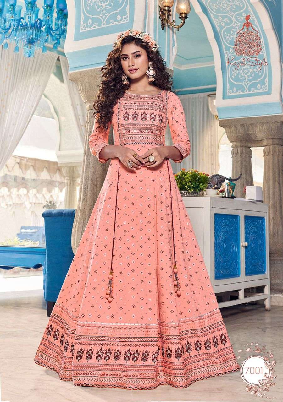 kajal style fashion colorbar vol 7 series 7001-7010 heavy rayon kurti 
