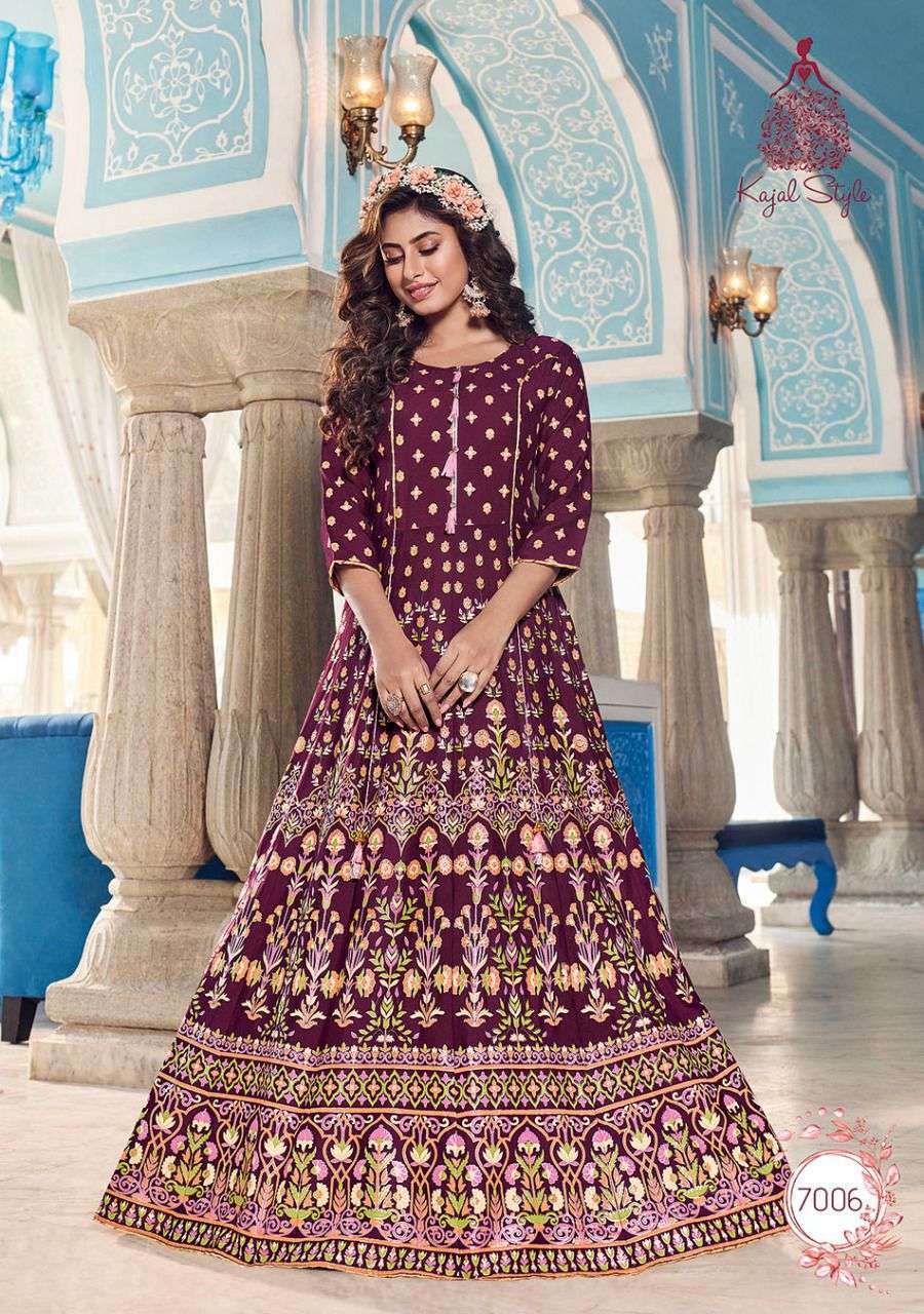 kajal style fashion colorbar vol 7 series 7001-7010 heavy rayon kurti 