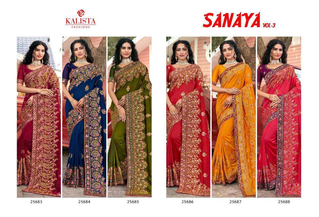 kalista fashion sanaya vol 3 series 25683-25688 blooming vichitra saree