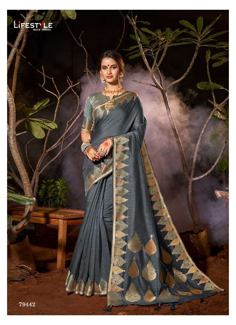 lifestyle vintage silk vol 1 series 79441-79446 chanderi gala saree