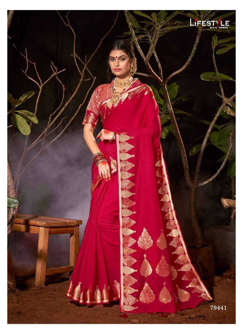 lifestyle vintage silk vol 1 series 79441-79446 chanderi gala saree