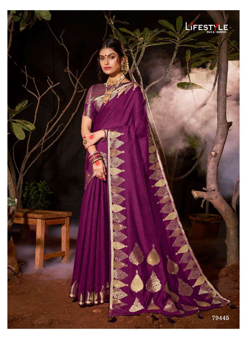 lifestyle vintage silk vol 1 series 79441-79446 chanderi gala saree