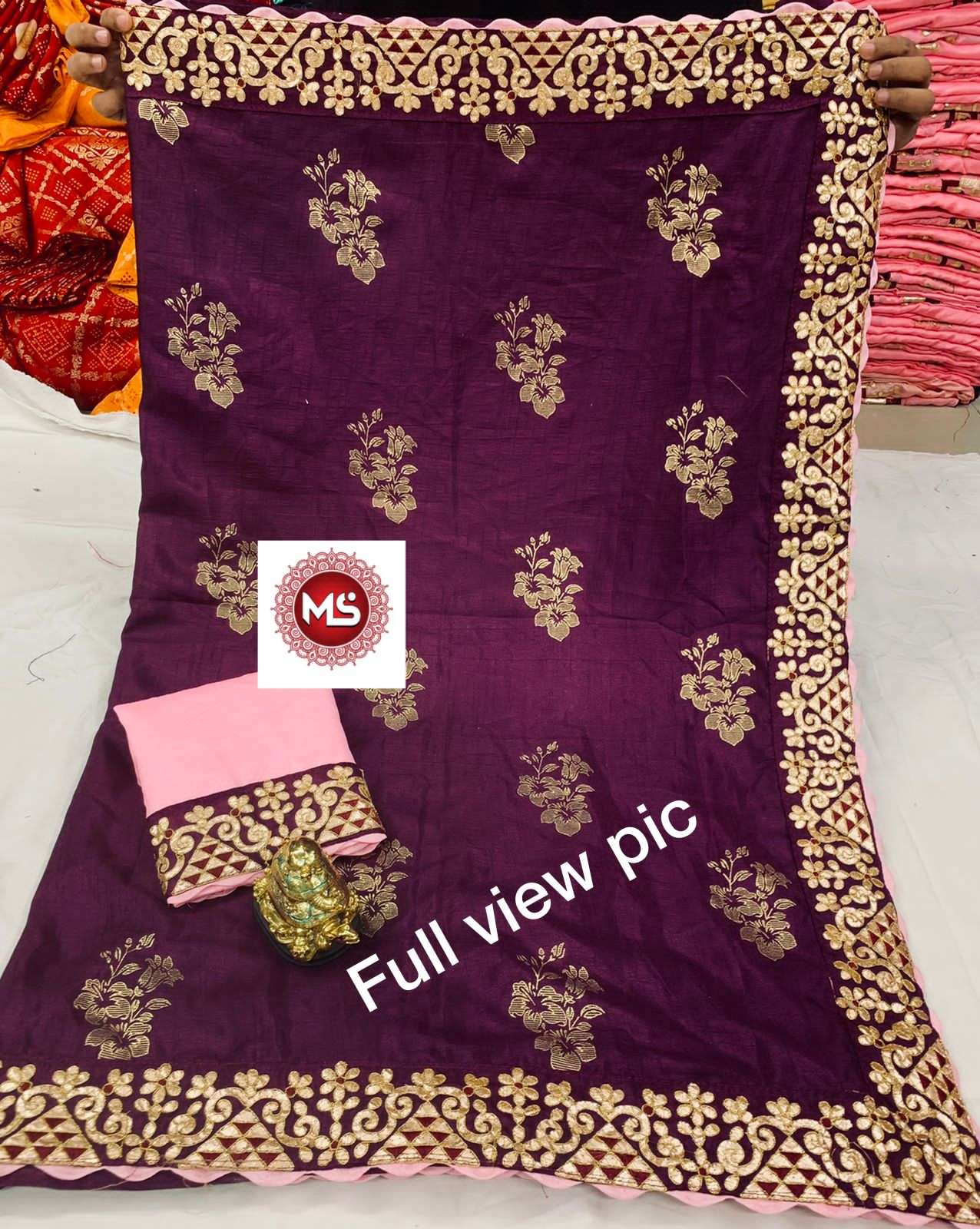 MS BRAND FOIL DESIGNER DOLA SILK FOIL WORK SAREE