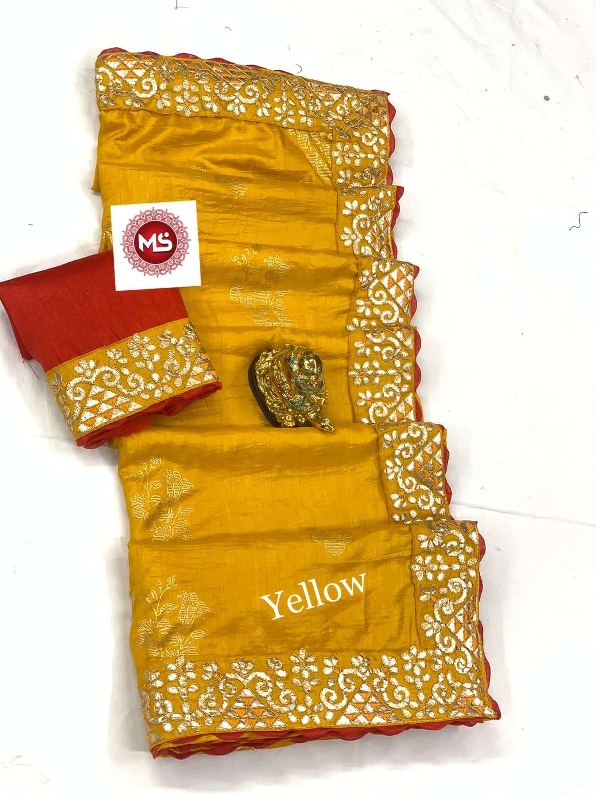 MS BRAND FOIL DESIGNER DOLA SILK FOIL WORK SAREE
