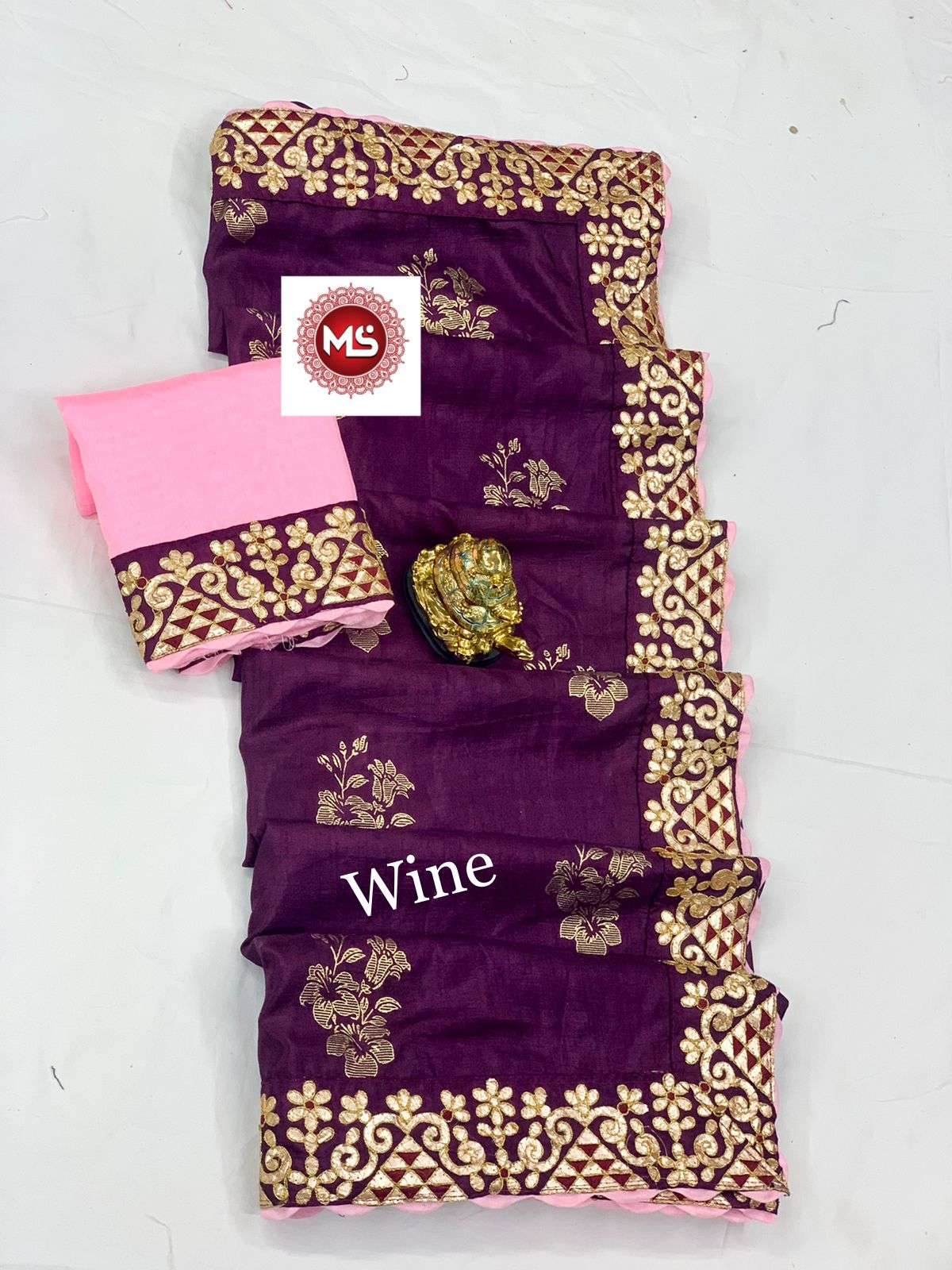 MS BRAND FOIL DESIGNER DOLA SILK FOIL WORK SAREE