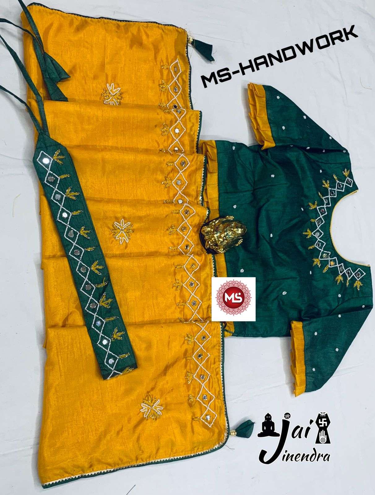 MS BRAND HAND WORK DESIGNER PURE DOLA SILK SAREE 