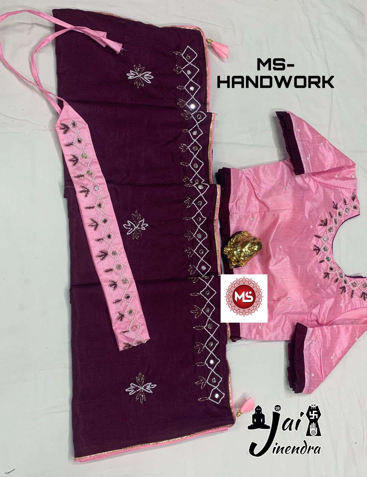 MS BRAND HAND WORK DESIGNER PURE DOLA SILK SAREE 