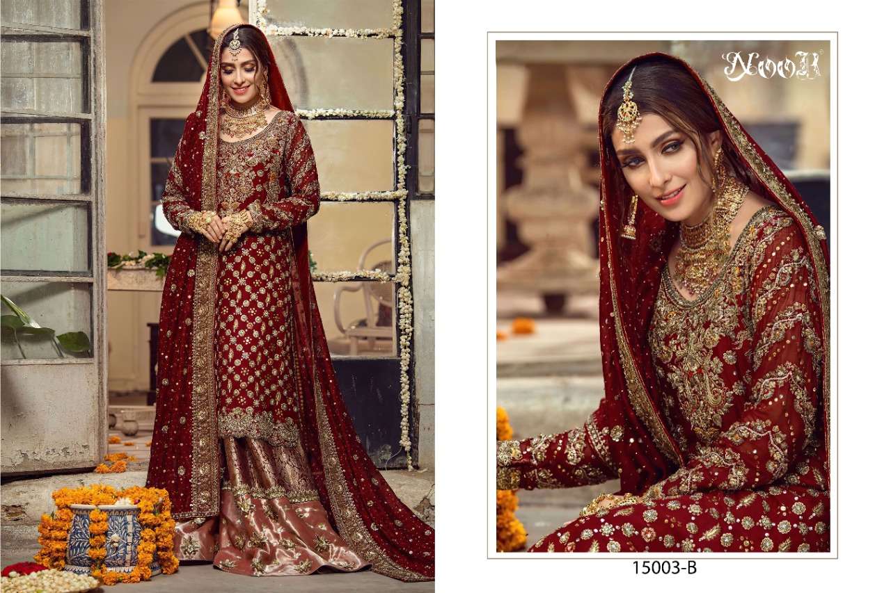 Noor Hit Collection 15003 Faux Georgette With Self Embroidery Work suit