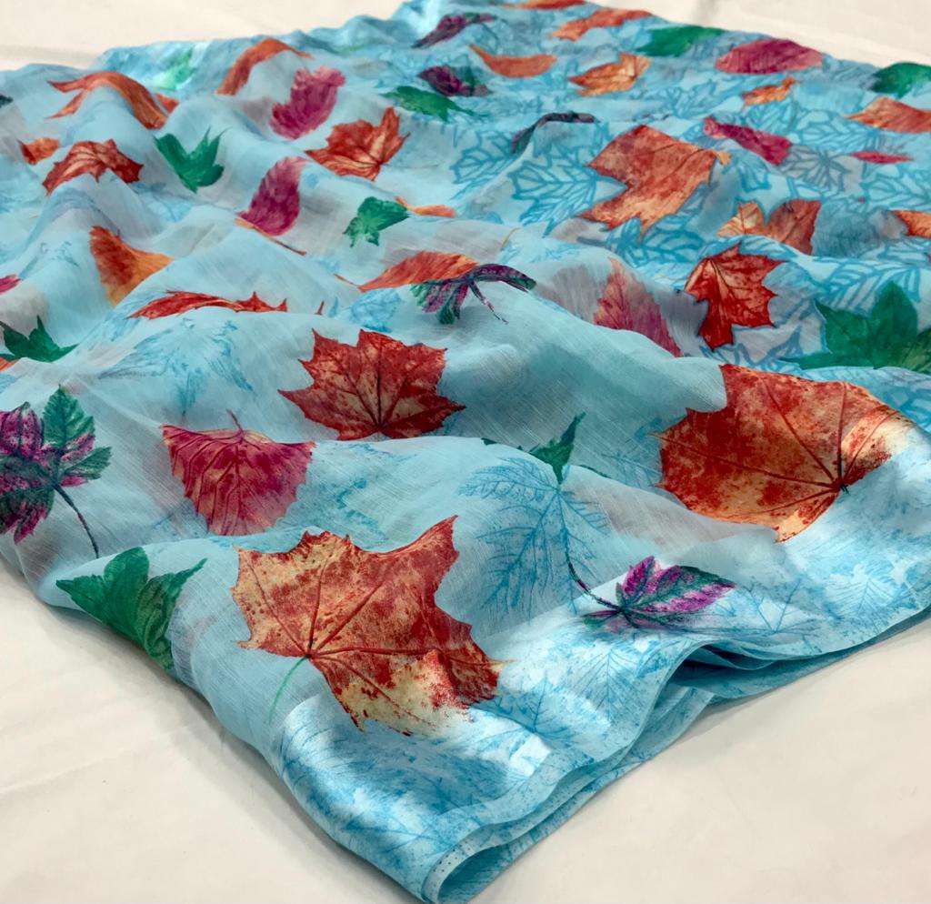 rajyog flory silk soft linen sarees best rate for shop