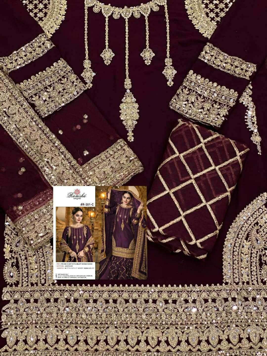 ramsha r-381 new colors georgette with heavy embroidery suit 