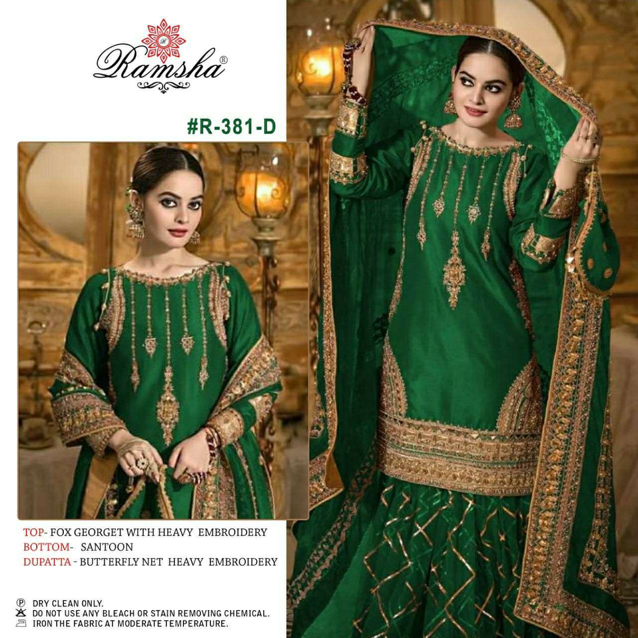 ramsha r-381 new colors georgette with heavy embroidery suit 