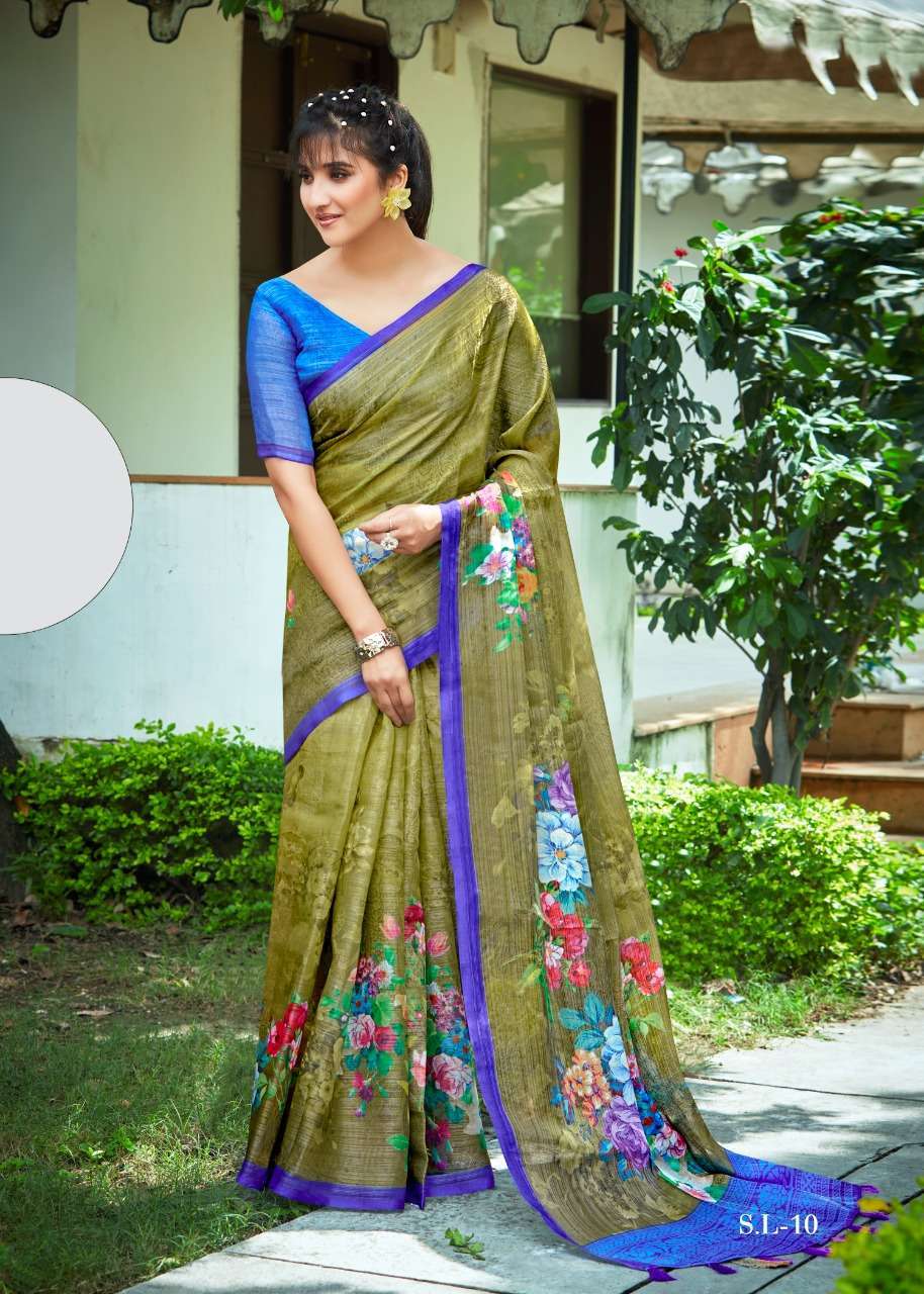 Buy Pen Kalamkari Linen Tissue Soft Saree | Vastranand