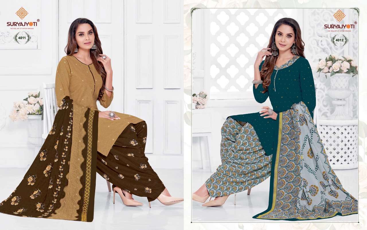 Suryajyoti trendy patiala vol-4 series 4001-4030 cotton suit 