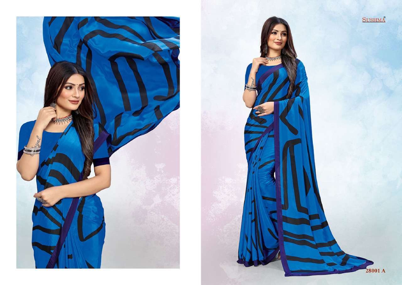sushma colors series 28001-28002 crape printed saree