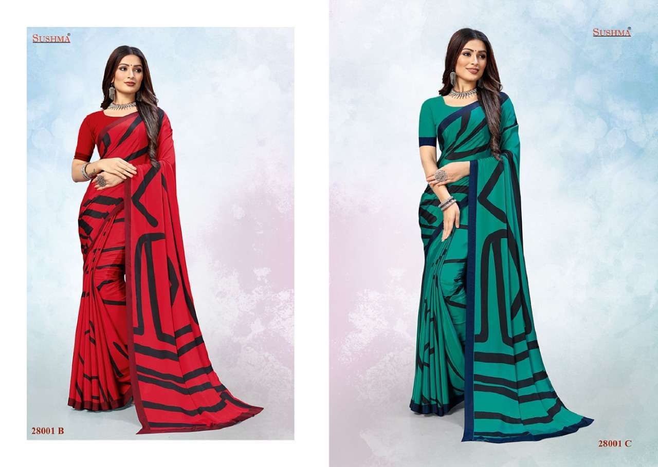 sushma colors series 28001-28002 crape printed saree