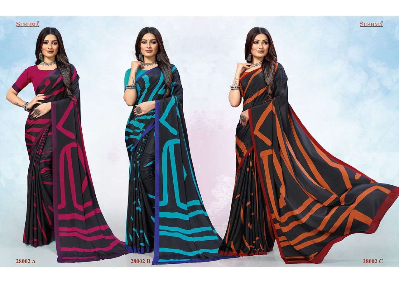 sushma colors series 28001-28002 crape printed saree