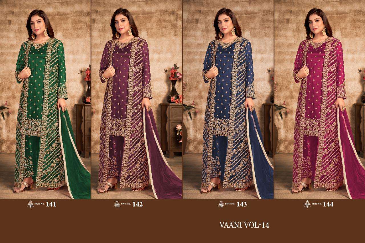 Vaani vol-14 series 141-144 net with heavy suit 