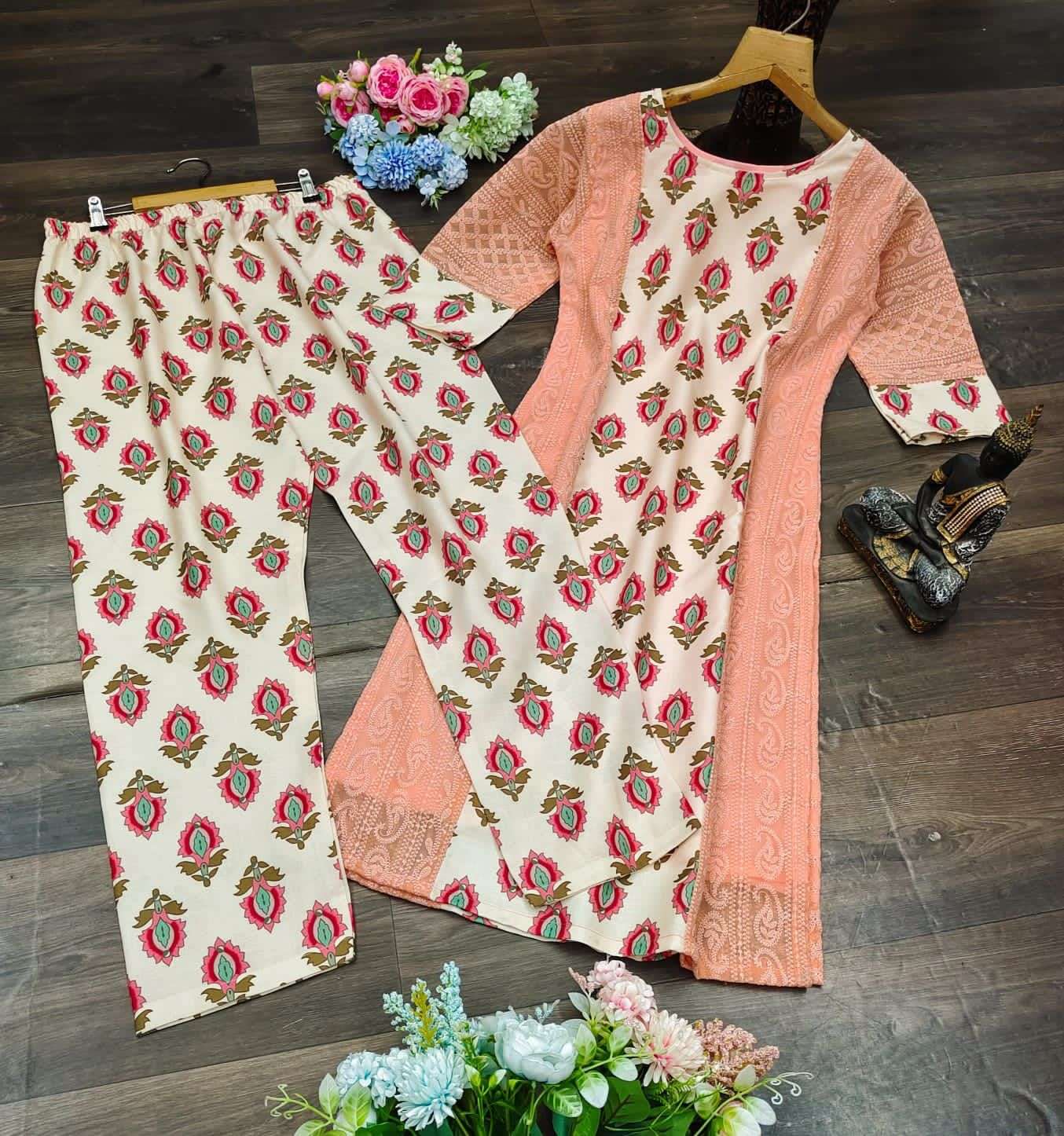 X-LADY CHIKANKARI 4 COLORS DESIGNER GEORGETTE KURTI 