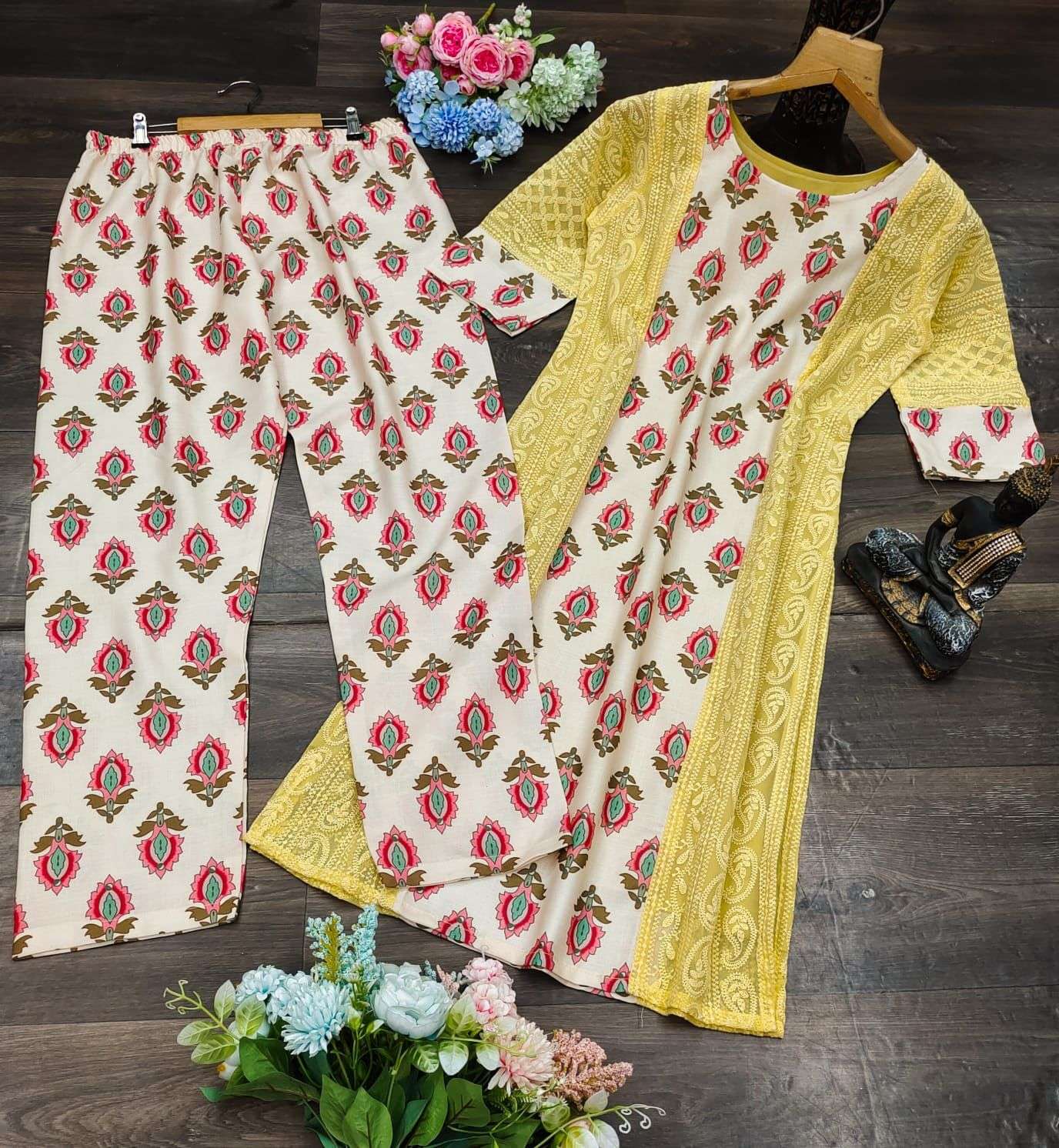 X-LADY CHIKANKARI 4 COLORS DESIGNER GEORGETTE KURTI 