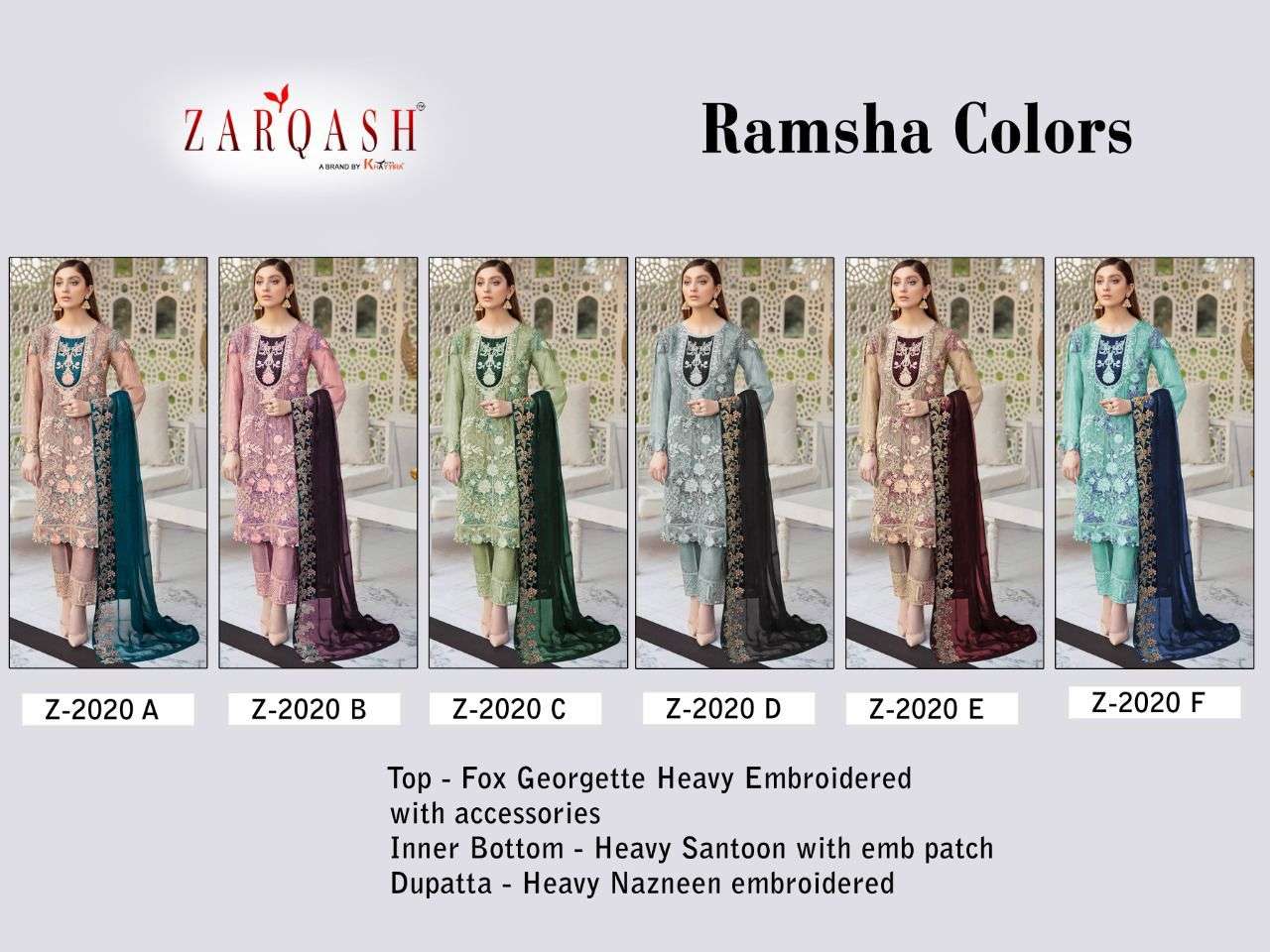 ZARQASH RAMSHA COLORS Z-2020 DESIGNER FAUX GEORGETTE SUIT 