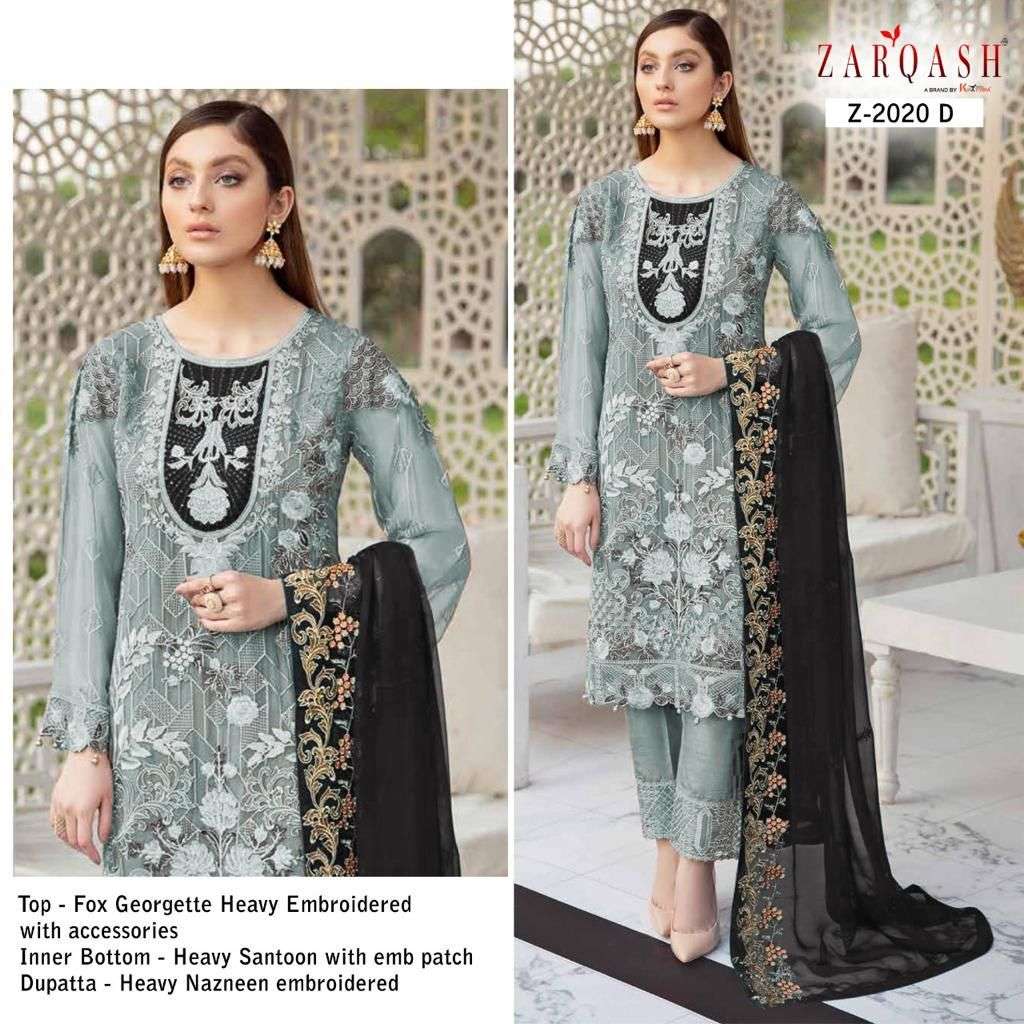 Zarqash Ramsha Colors Z-2020 Fox Georgette Heavy Embroidered suit