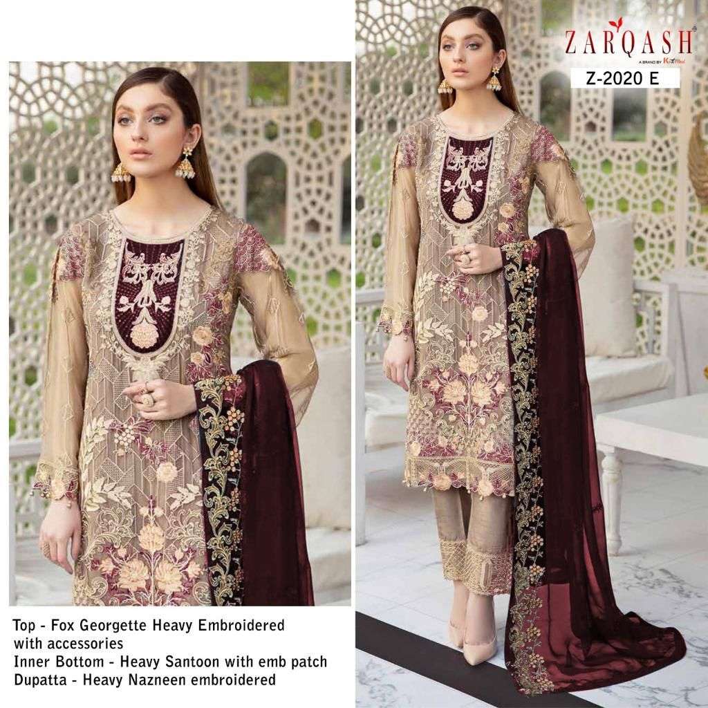 Zarqash Ramsha Colors Z-2020 Fox Georgette Heavy Embroidered suit
