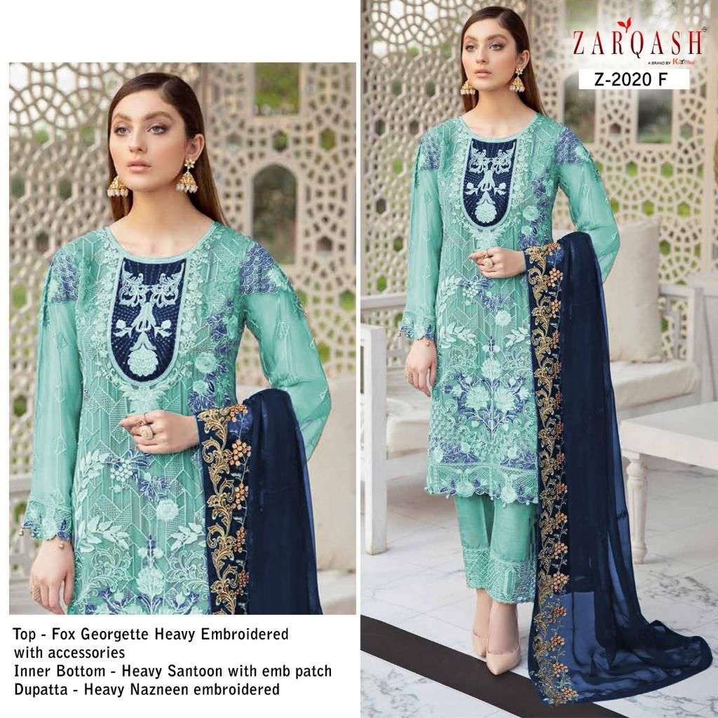 Zarqash Ramsha Colors Z-2020 Fox Georgette Heavy Embroidered suit