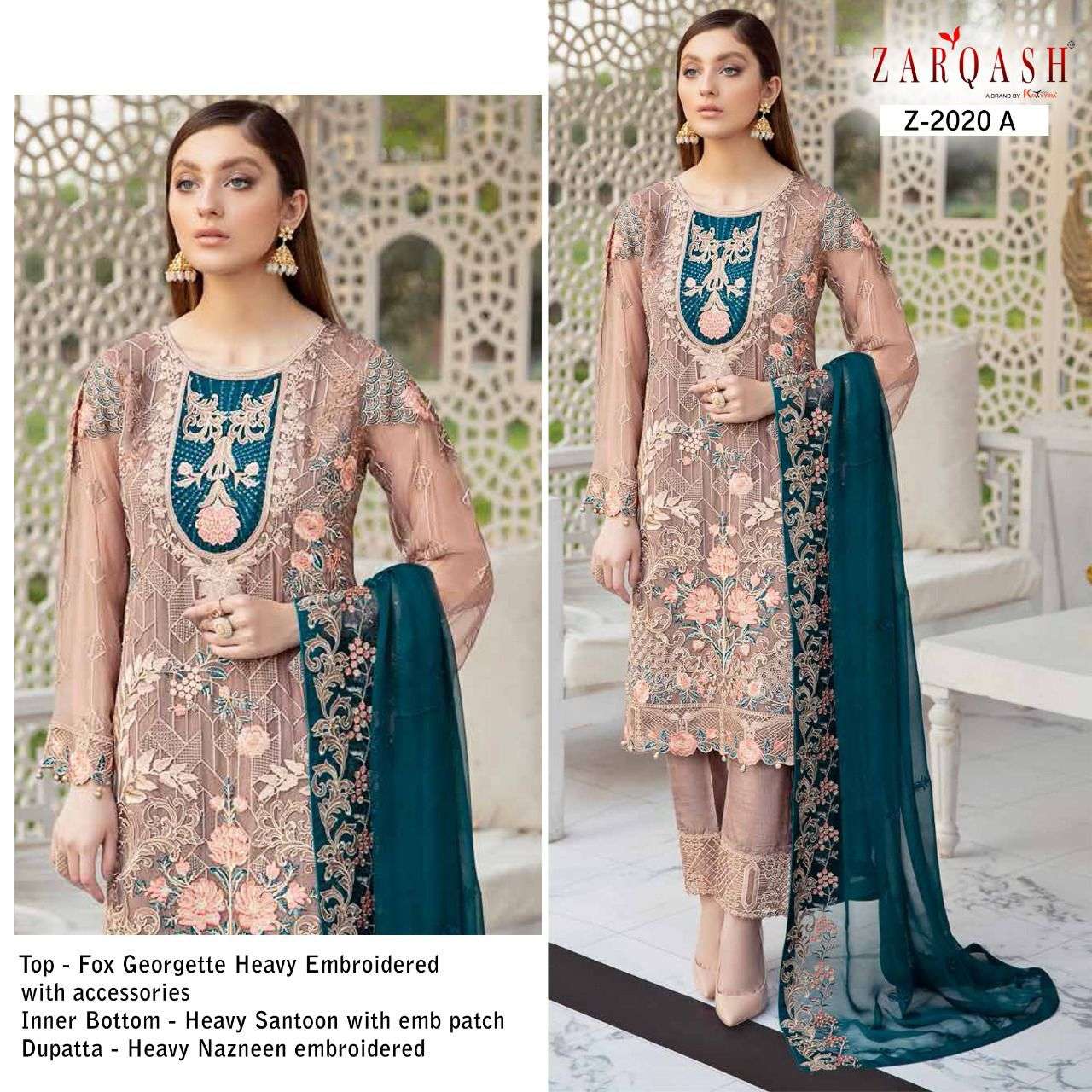 Zarqash Ramsha Colors Z-2020 Fox Georgette Heavy Embroidered suit