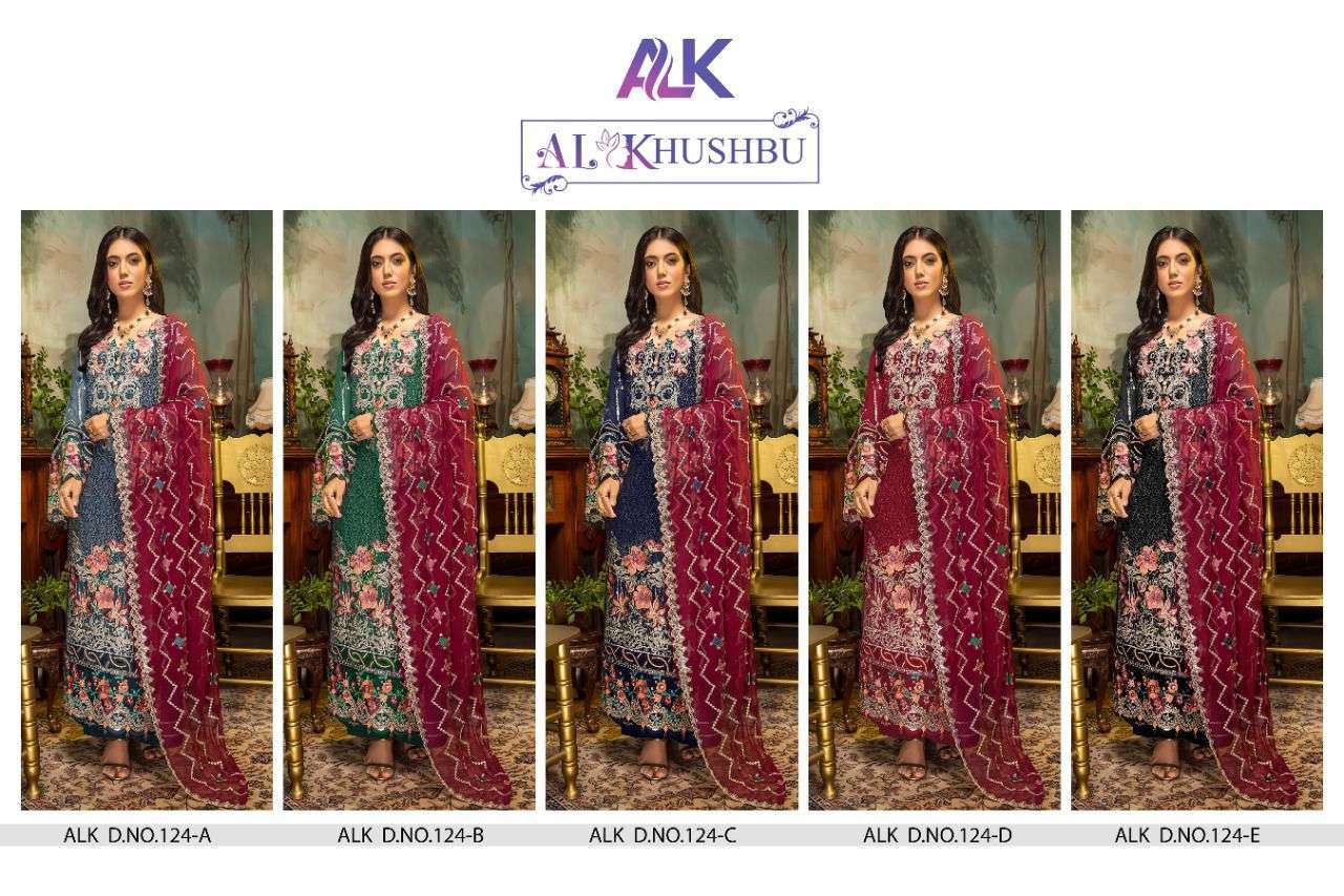 al khushbu alk 124 colors georgette embroidery pakistani dresses