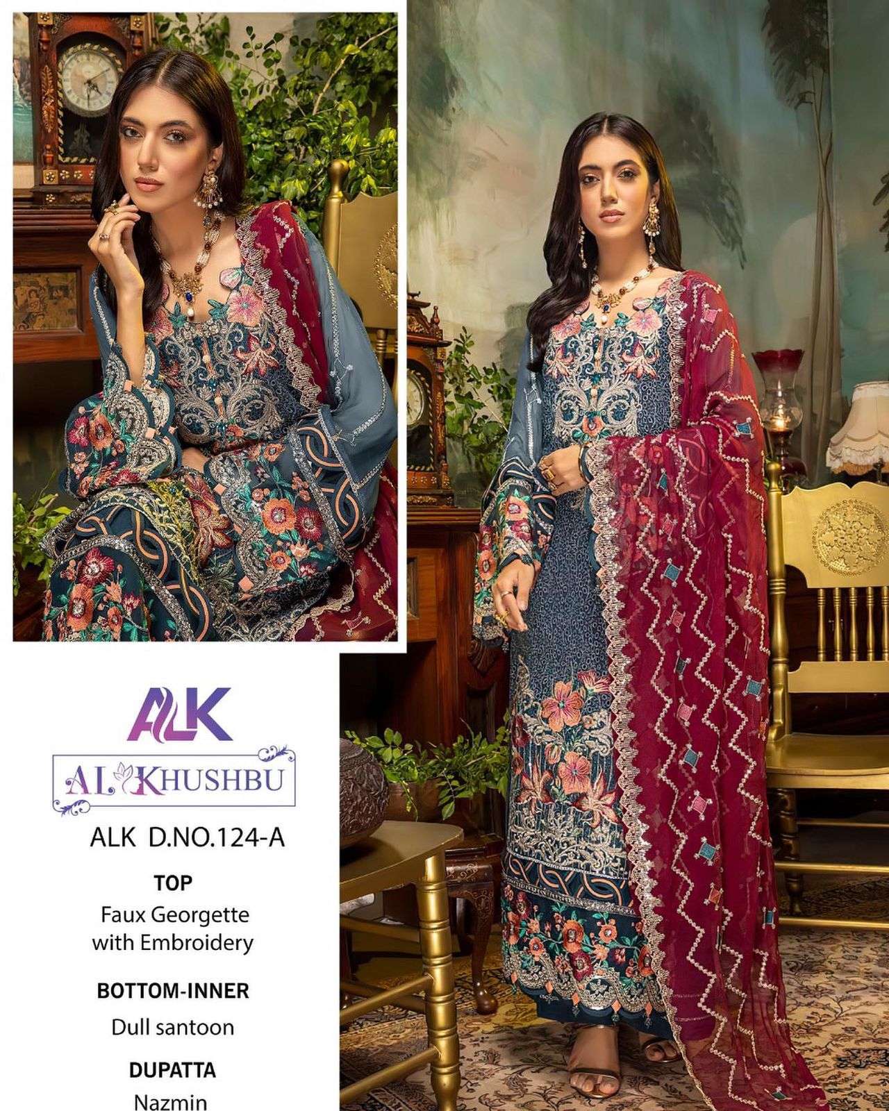 al khushbu alk 124 colors georgette embroidery pakistani dresses