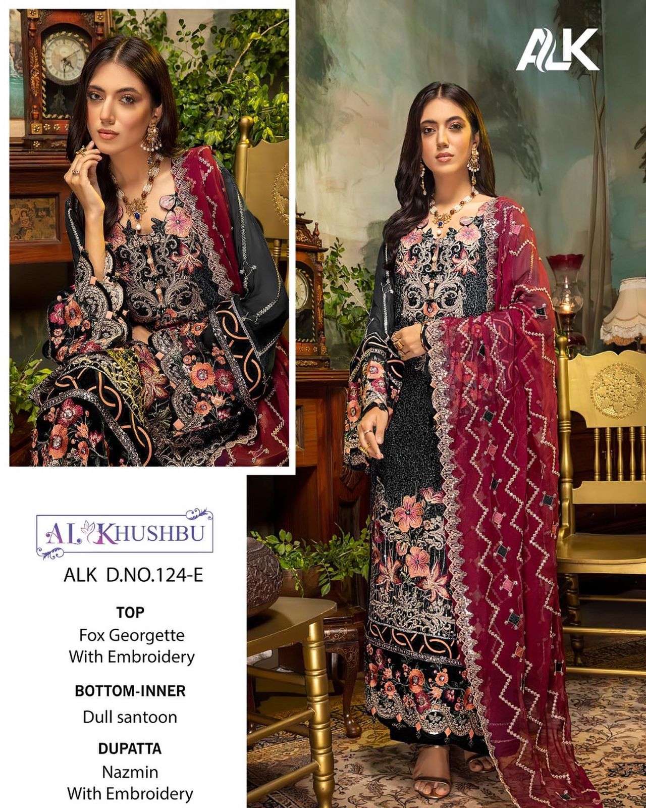 al khushbu alk 124 colors georgette embroidery pakistani dresses