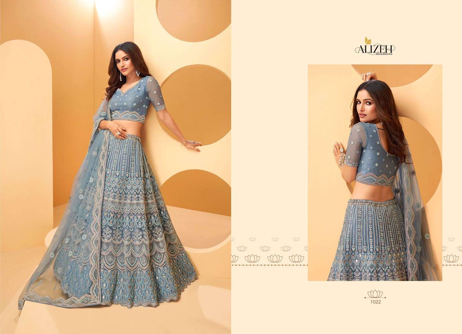 ALIZEH WEDDING AFFAIR COLOR PLUS DESIGNER NET LEHENGA 