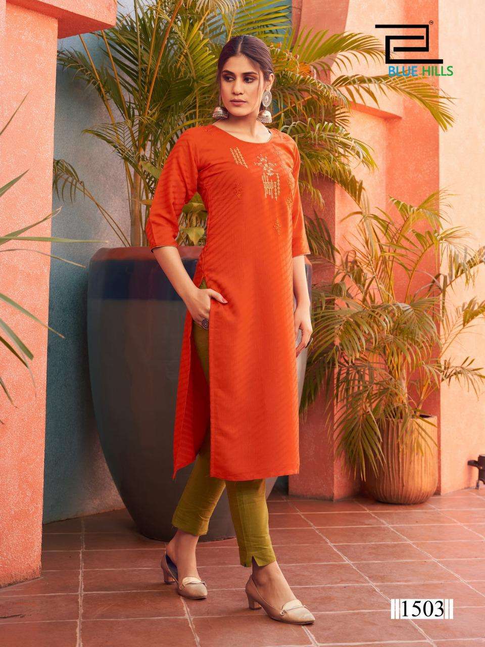 blue hills colorbar vol 15 series 1501-1508 rayon dobby kurti