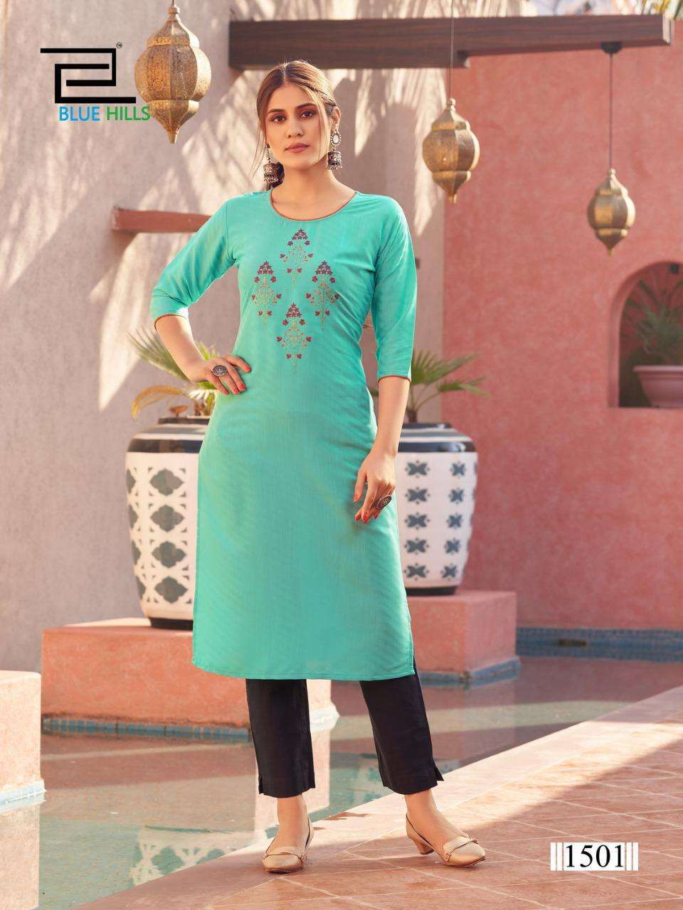 blue hills colorbar vol 15 series 1501-1508 rayon dobby kurti