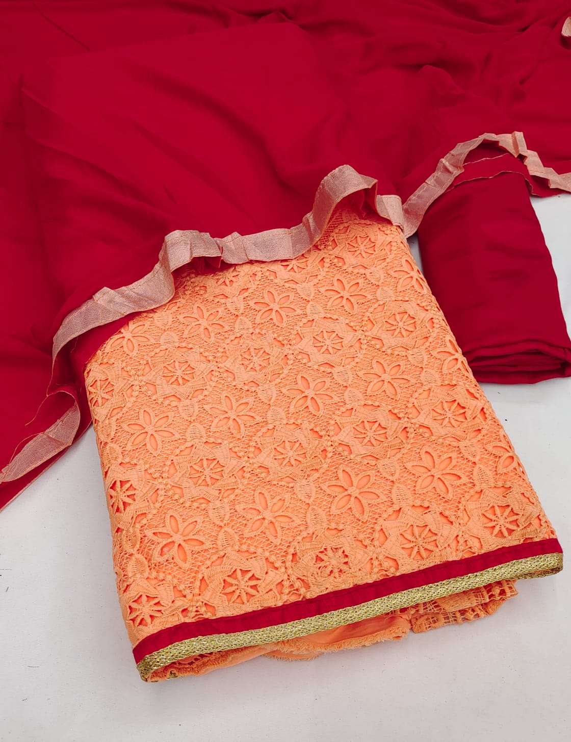 BT-07 NAVRATRI SPECIAL DESIGNER GEORGETTE CROCHET SIFFLY WORK NON CATALOG SUIT 