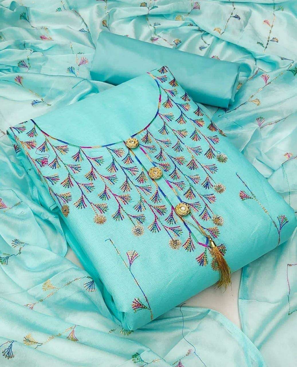 BT-15 DESIGNER COTTON SLUB NON CATALOG SUIT WITH SEQUENCE WORK 